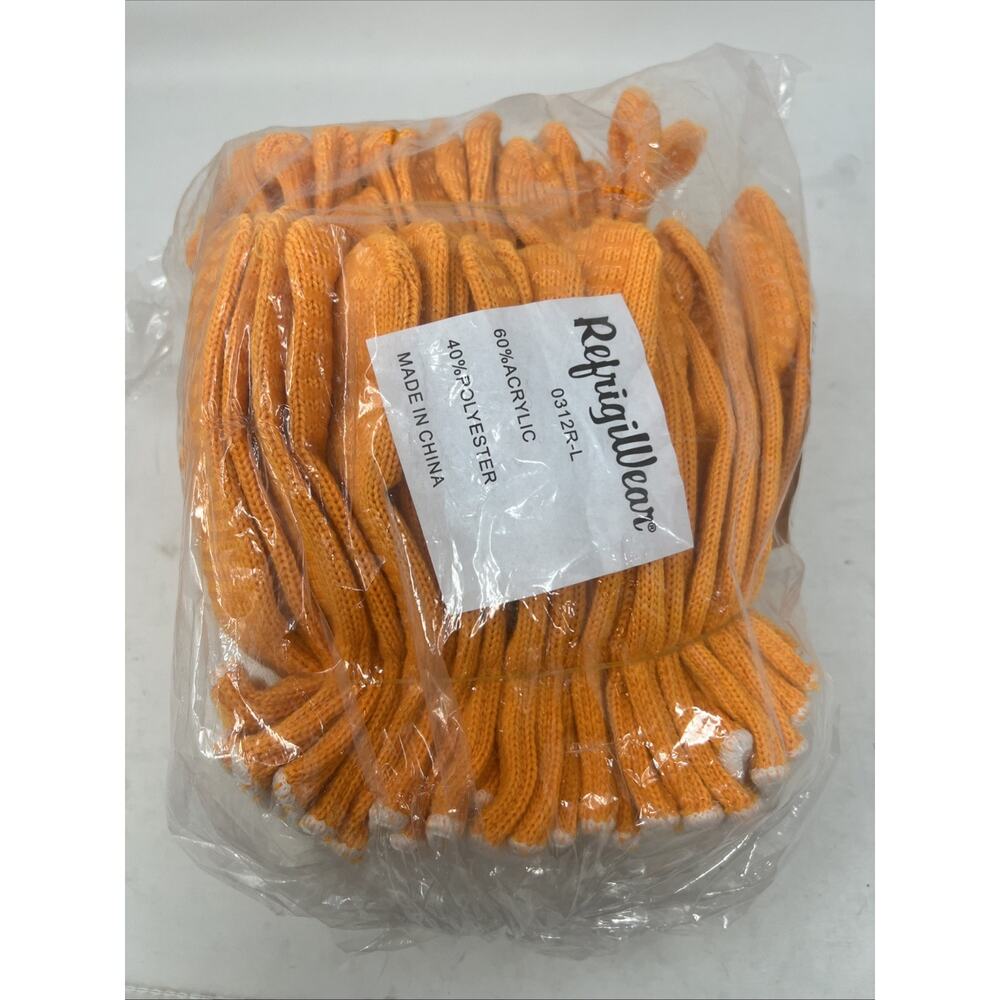 RefrigiWear 0312R Orange Double Sided PVC Grip Work Gloves SIZE LARGE 12 PAIRS